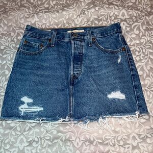 Levi's Blue Distressed Mini Skirt